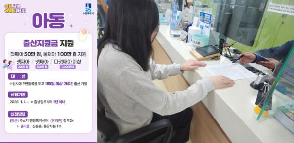 "수원에 찾아온 새 생명, 수원시가 함께 해요" 첫째아 출산지원금 신설 