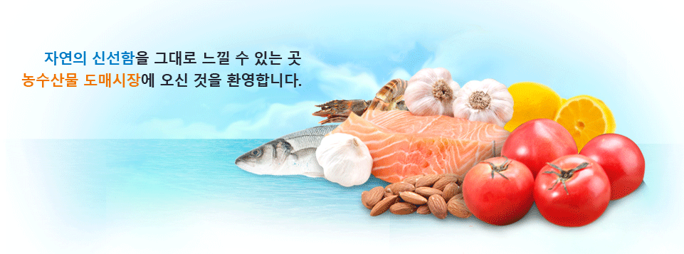 자연의 신선함을 그대로 느낄 수 있는 곳 농수산물 도매시장에 오신 것을 환영합니다.