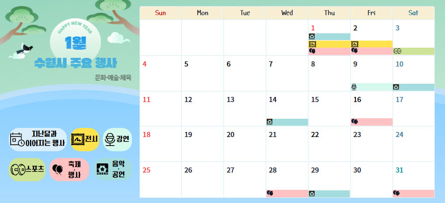 1월 수원시 주요 행사 문화·예술·체육
