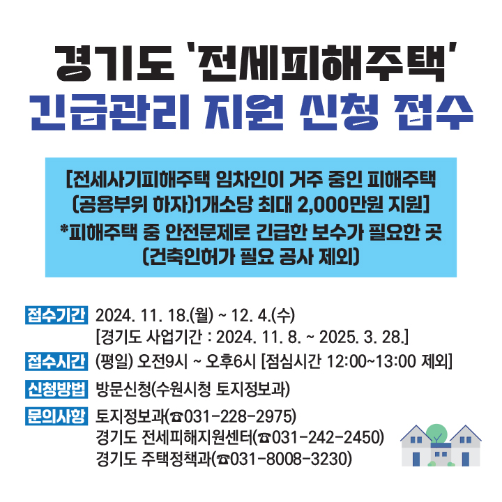 경기도 전세피해주택 긴급관리 지원접수 운영 