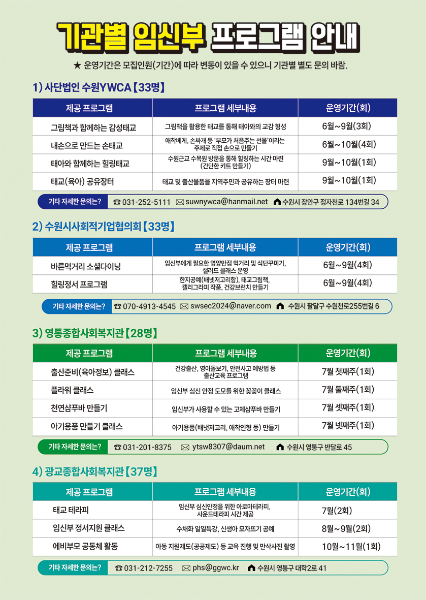 임신부 신청자 모집 안내
