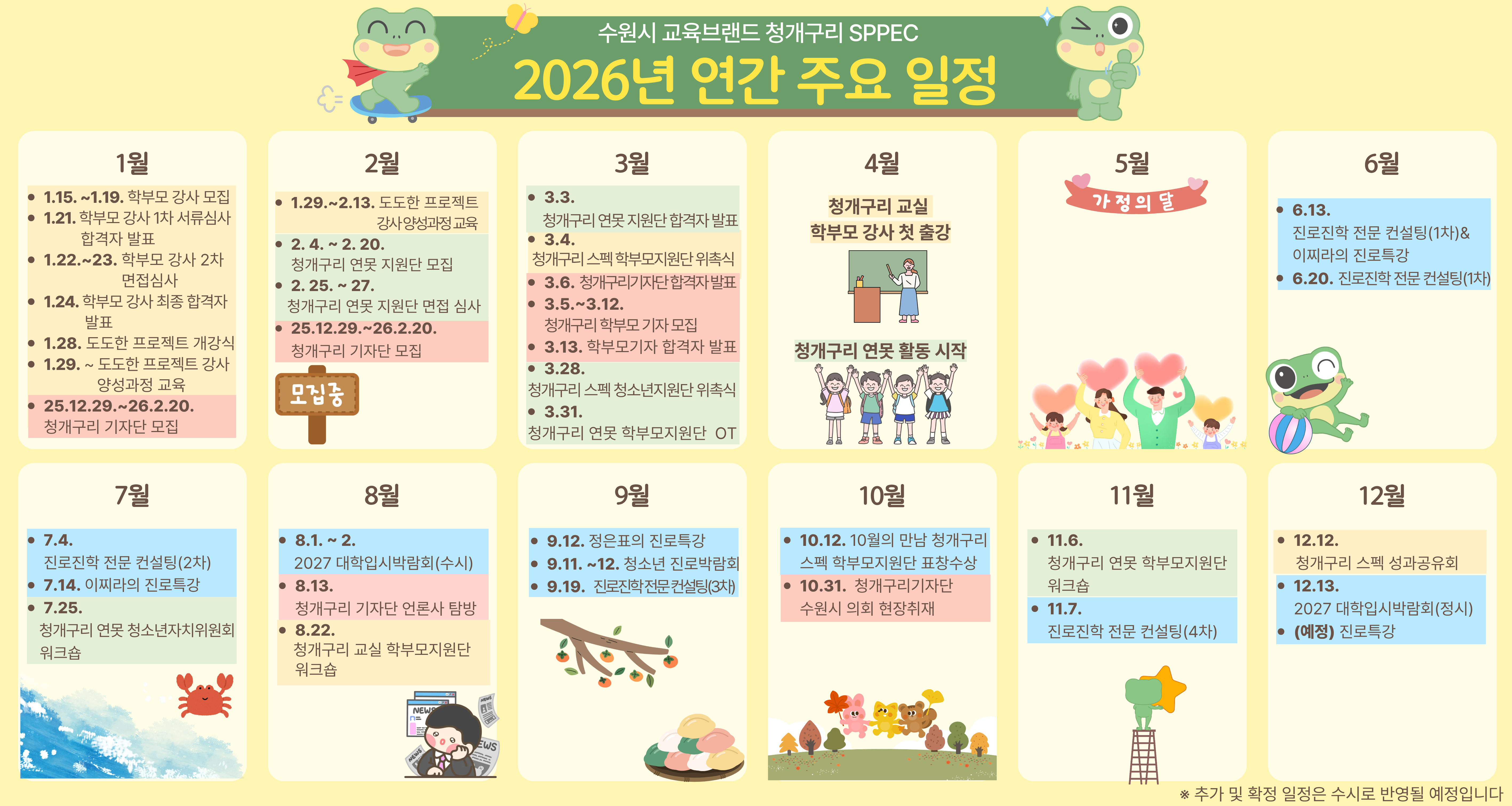수원시 교육브랜드 청개구리 SPPEC 2026년 연간 주요 일정