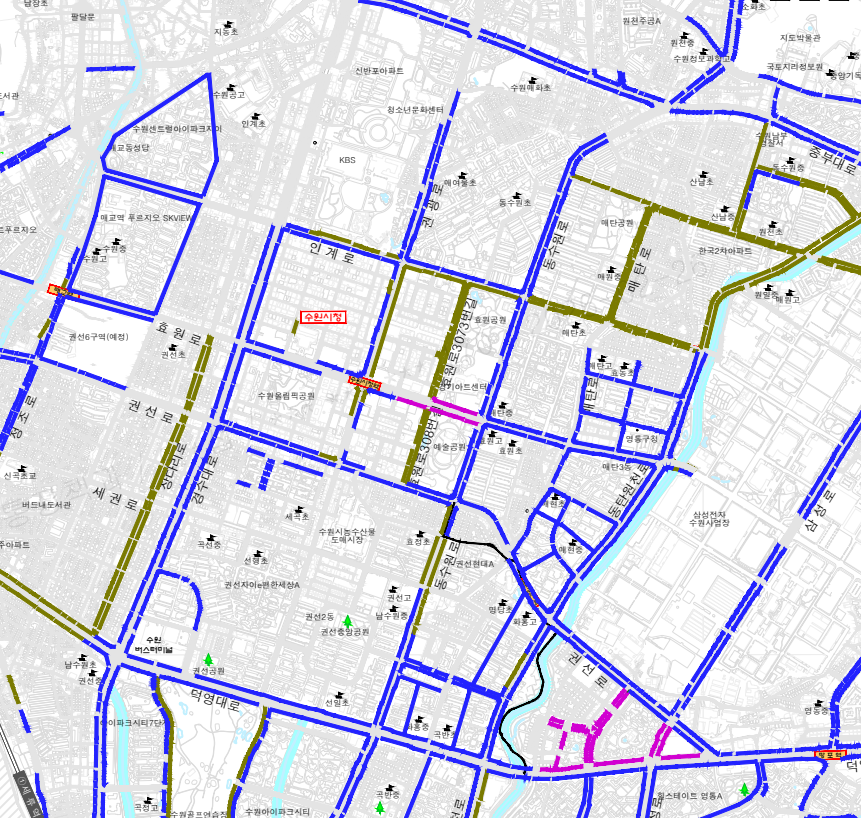수원시 자전거도로 안내도