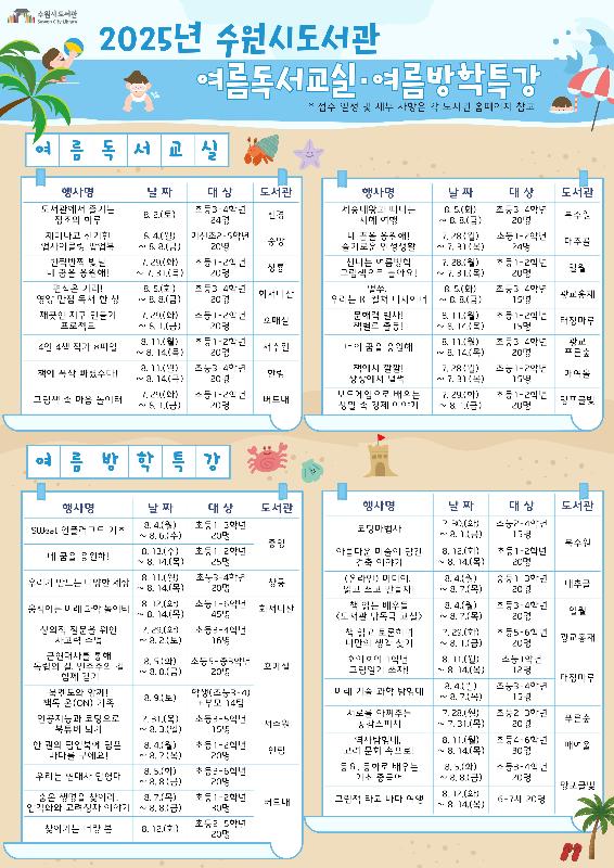 수원시도서관, 여름방학 맞이 독서문화프로그램 운영