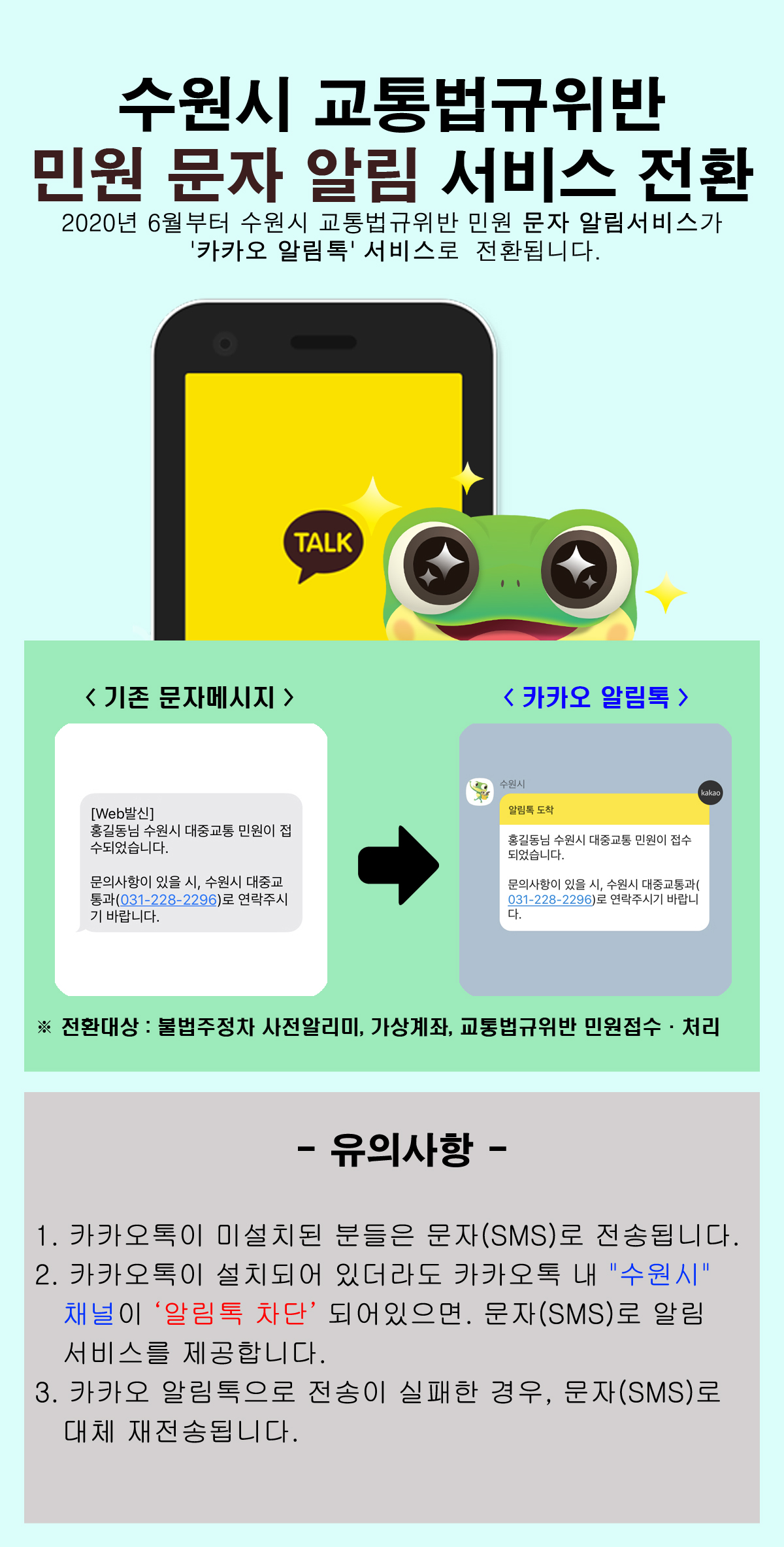 수원시 교통법규위반 민원 문자 알림 서비스 전환