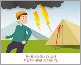 등산용 스틱이나 우산같이 긴 물건은 몸에서 멀리합니다.