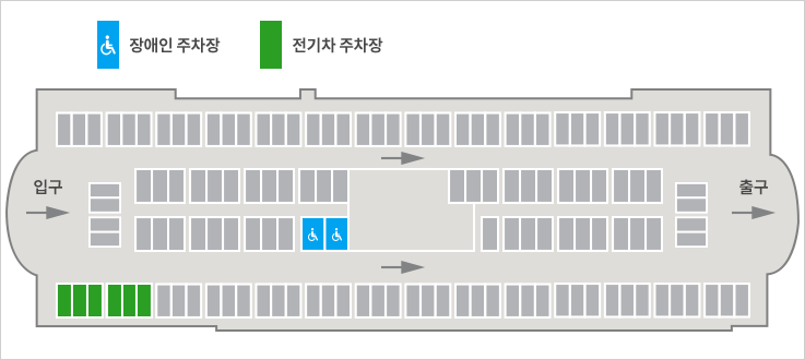 지하2층 도면, 주차면, 장애인 주차장 주차면 안내 도면 (면수 본문 확인)