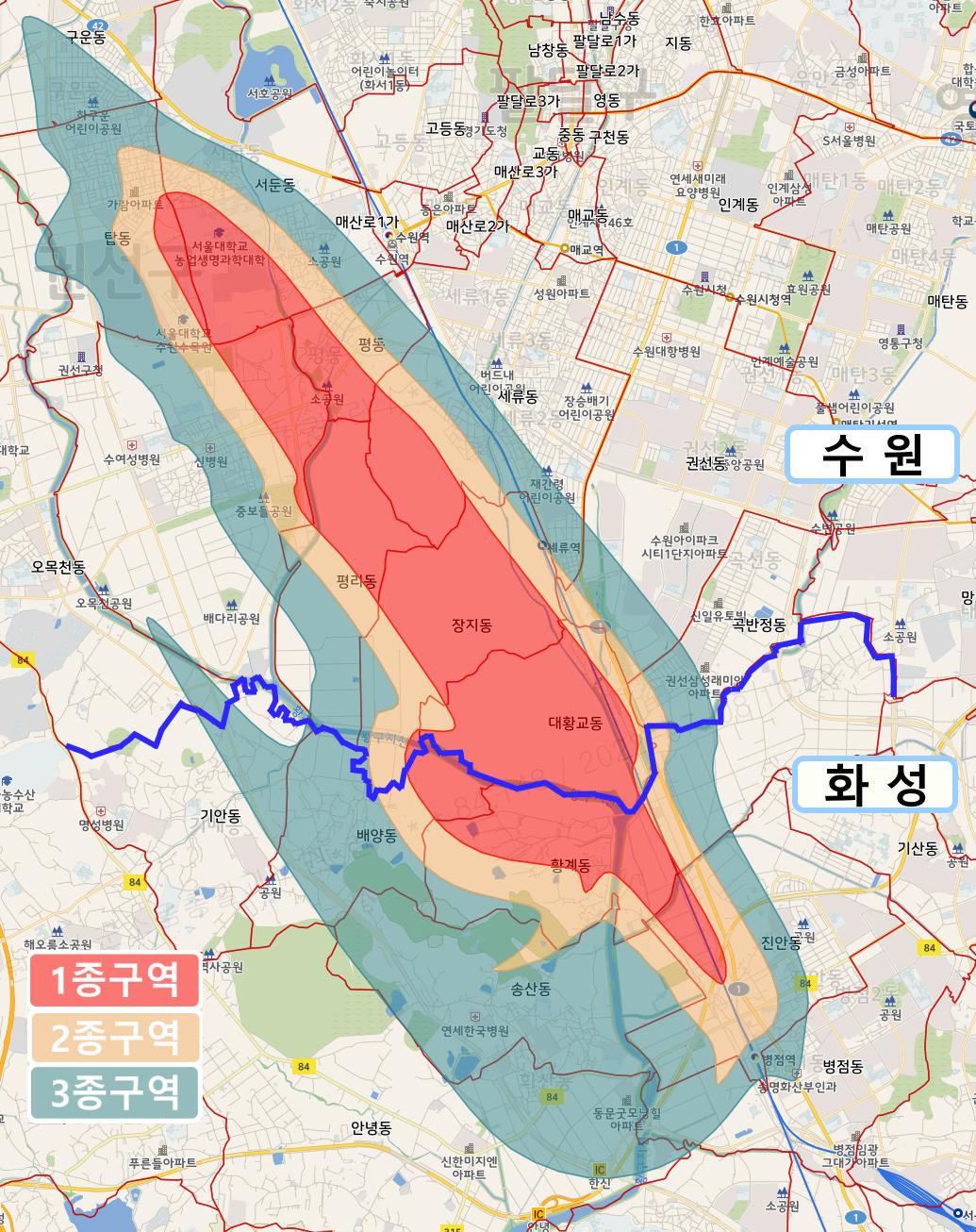 수원비행장(K-13) 소음대책지역 지형도(참고용)