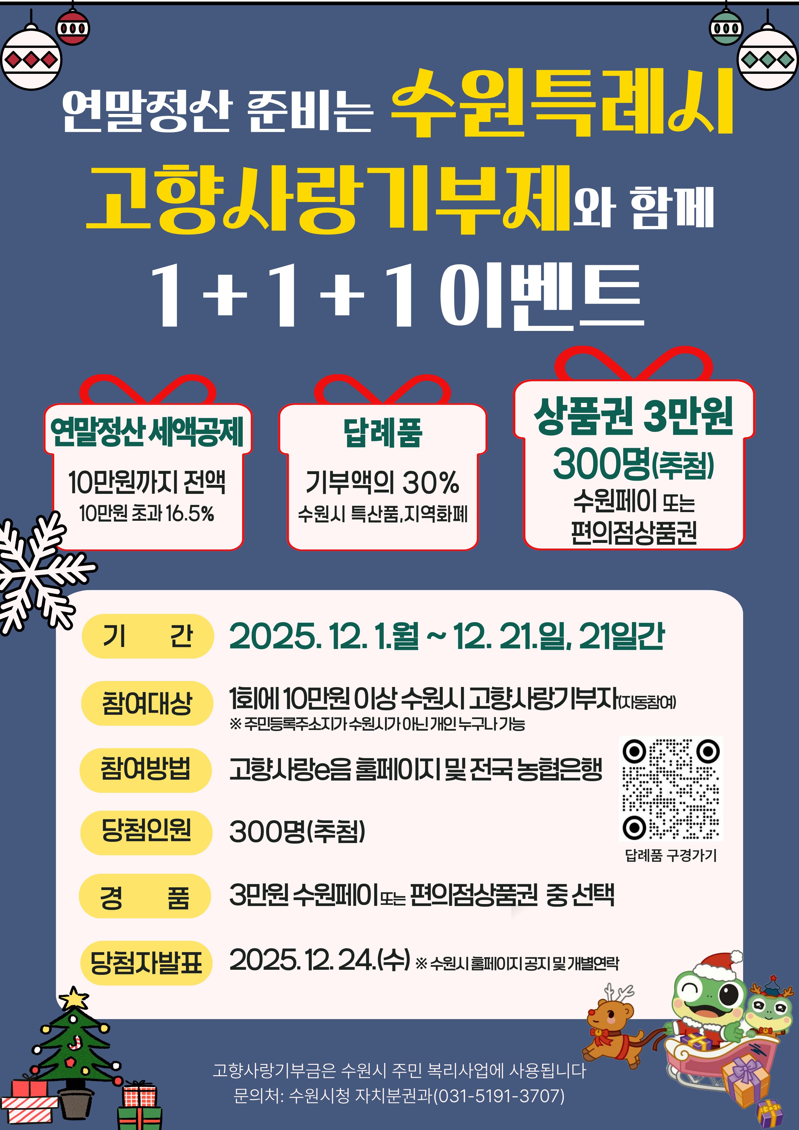 수원시 고향사랑기부제 연말 이벤트