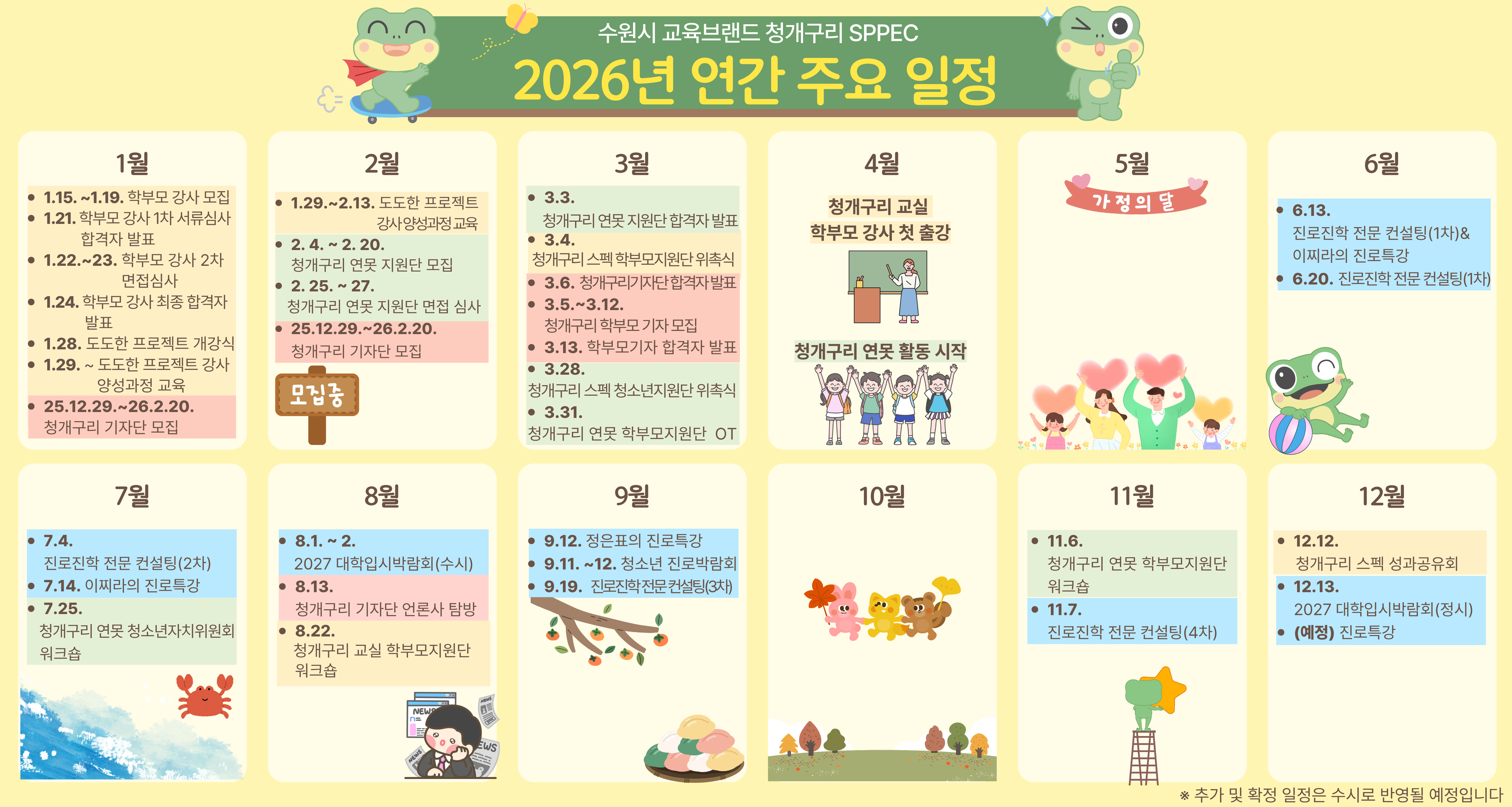 수원시 교육브랜드 청개구리 SPPEC 2026년 연간 주요 일정
