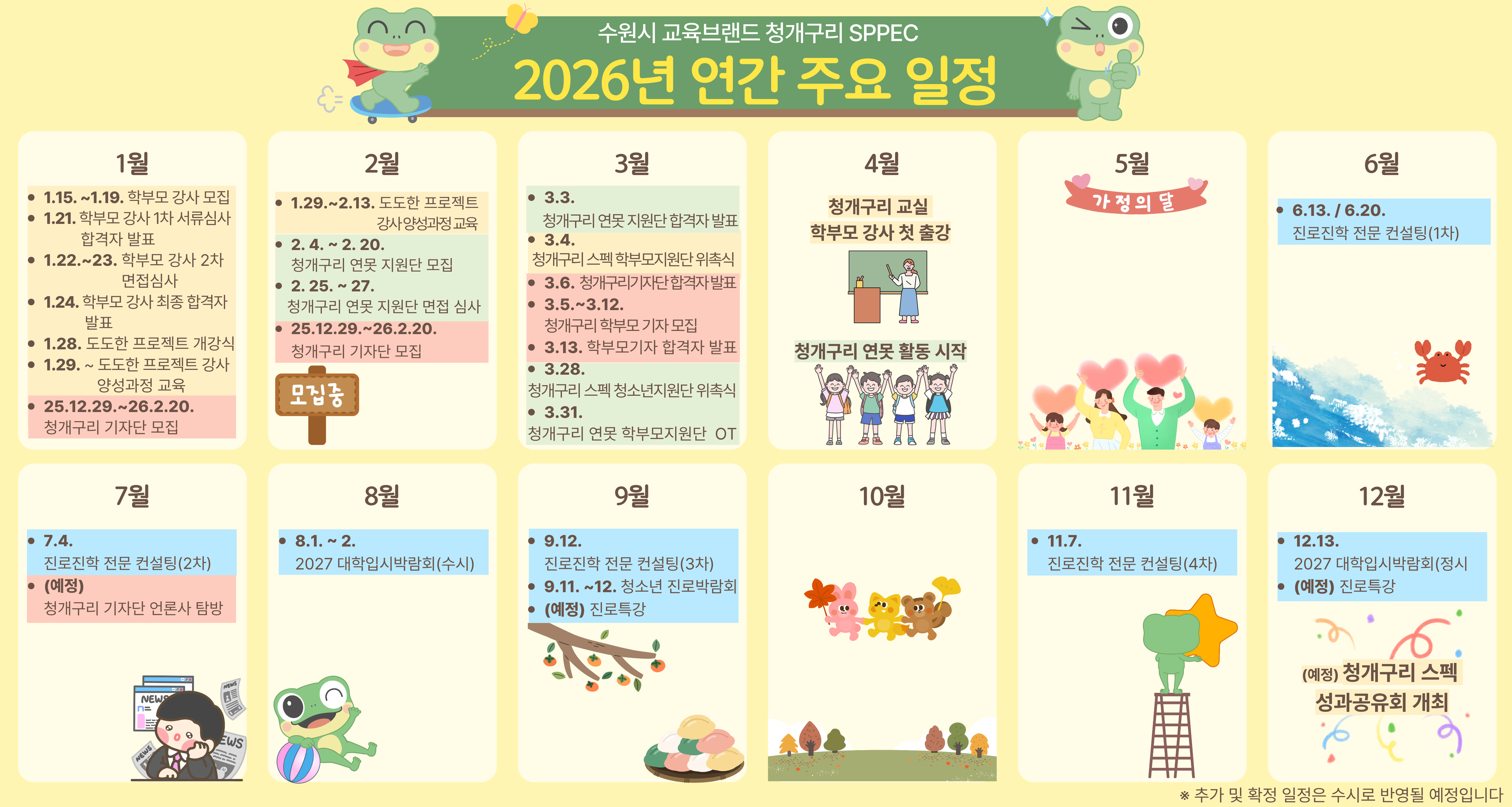 수원시 교육브랜드 청개구리 SPPEC 2026년 연간 주요 일정
